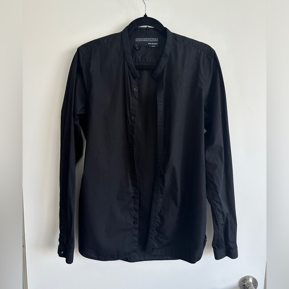 The Kooples Button Down Mens Fitted Shirt Black Size Small